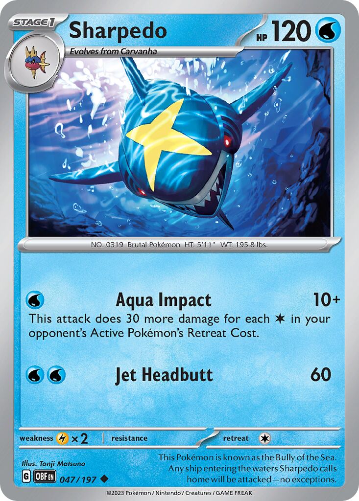 Sharpedo 047/230 — Obsidian Flames (English Pokémon TCG card)