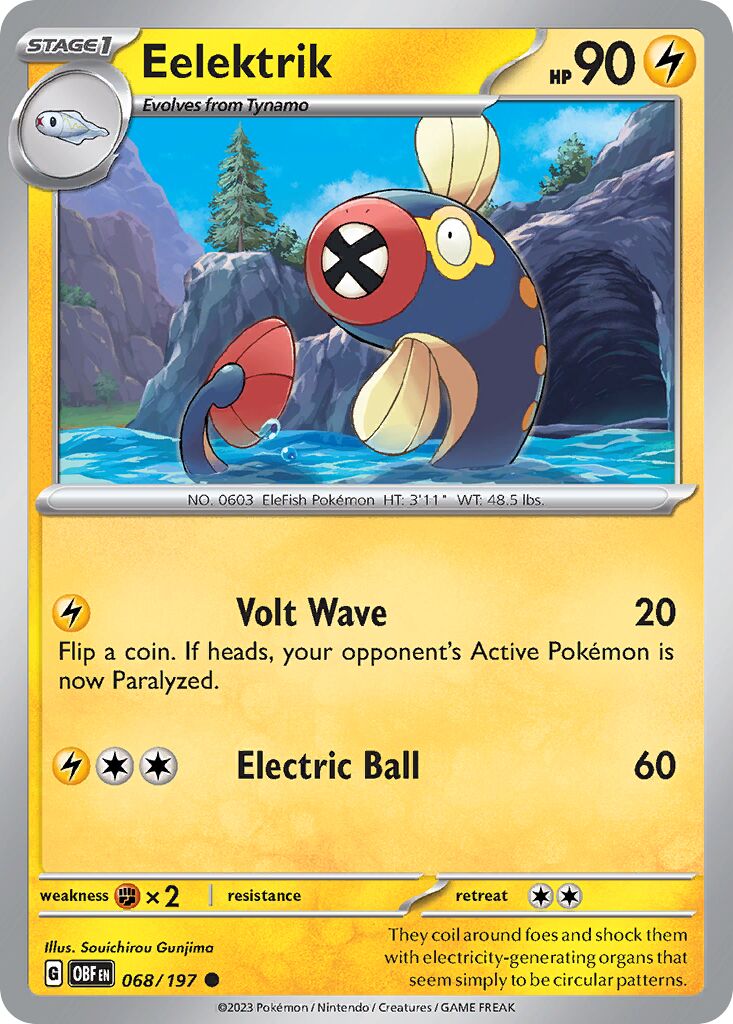 Eelektrik 068/230 — Obsidian Flames (English Pokémon TCG card)
