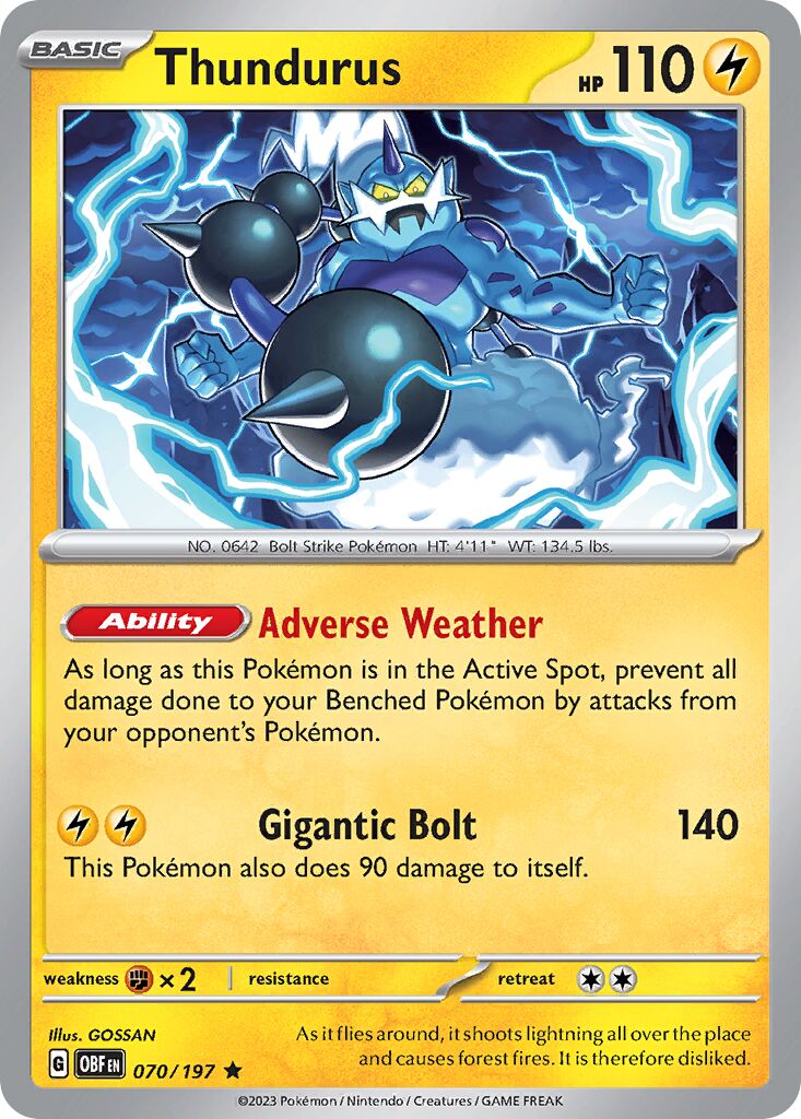 Thundurus 070/230 — Obsidian Flames (English Pokémon TCG card)
