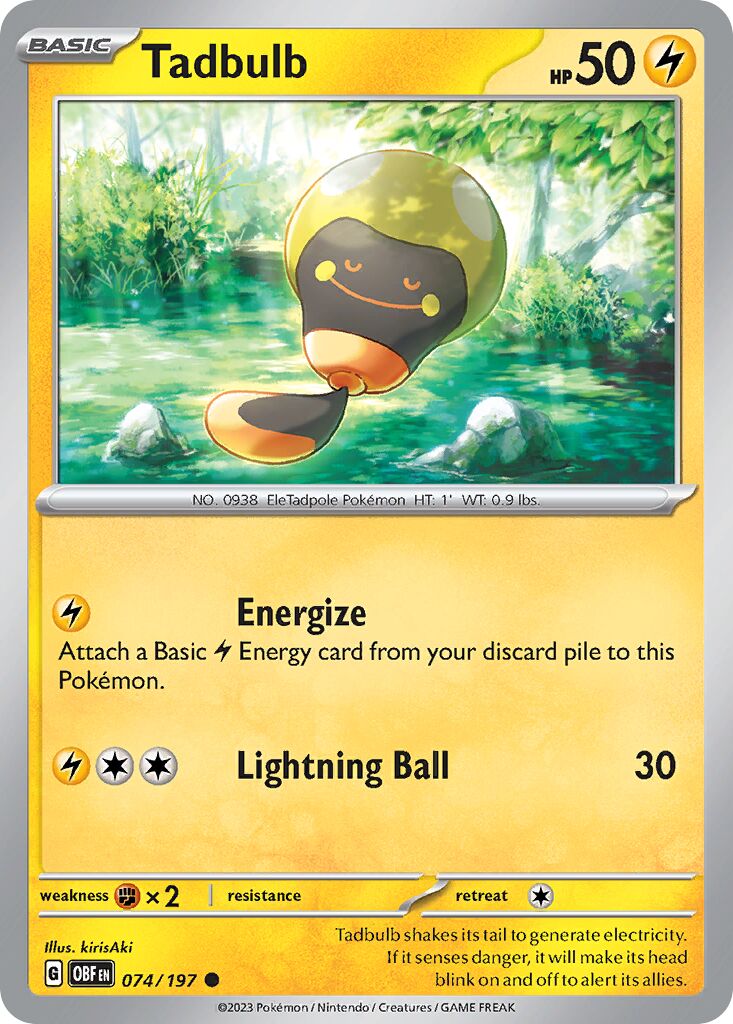 Tadbulb 074/230 — Obsidian Flames (English Pokémon TCG card)
