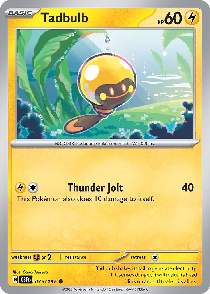Tadbulb 075/230 — Obsidian Flames (English Pokémon TCG card)