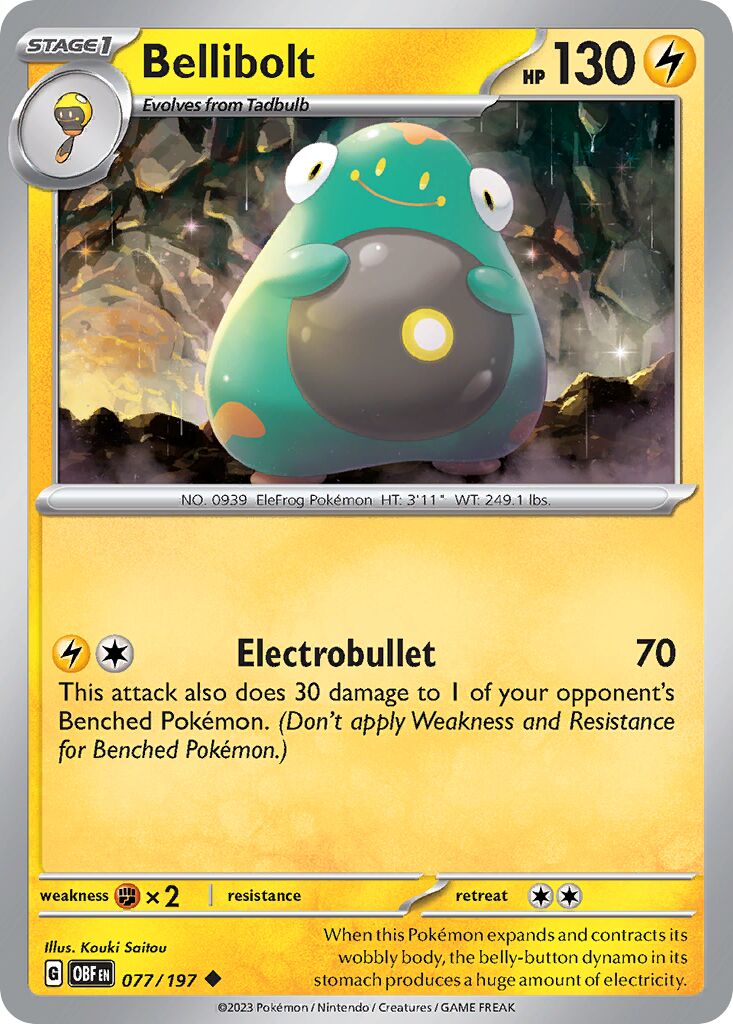 Bellibolt 077/230 — Obsidian Flames (English Pokémon TCG card)