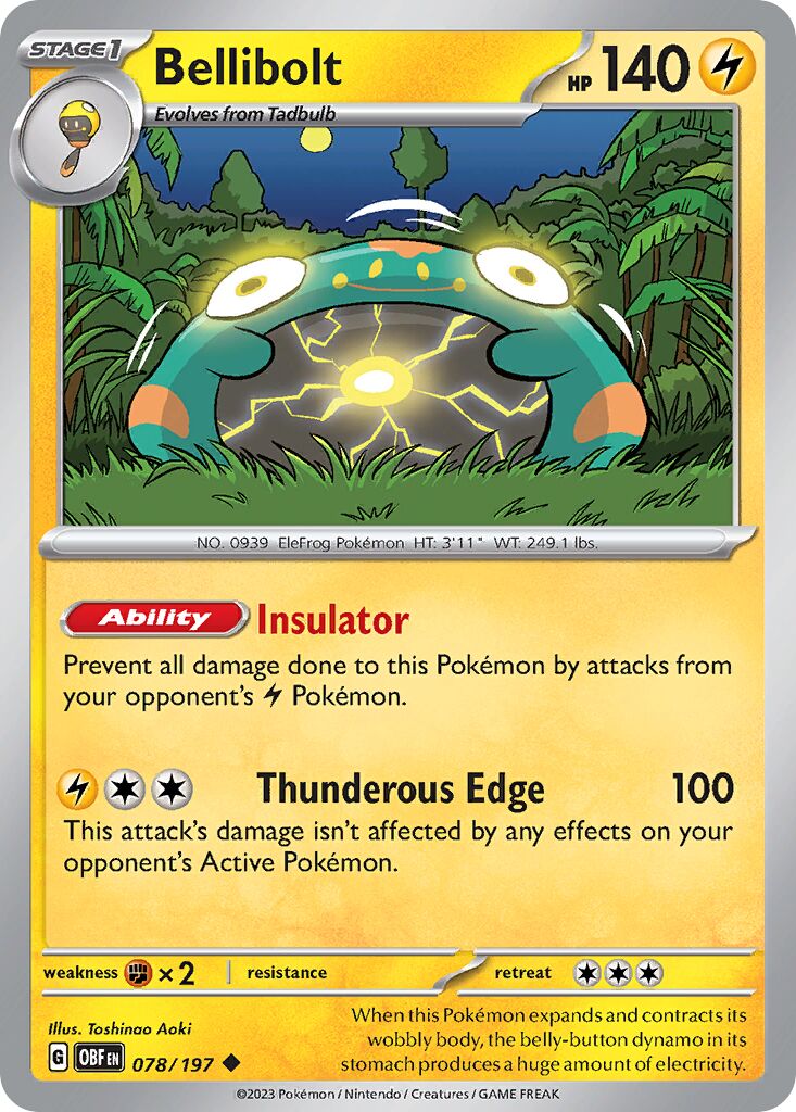 Bellibolt 078/230 — Obsidian Flames (English Pokémon TCG card)