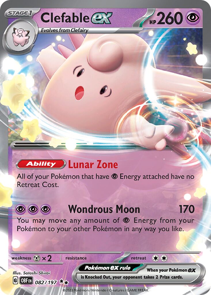 Clefable ex 082/230 — Obsidian Flames (English Pokémon TCG card)