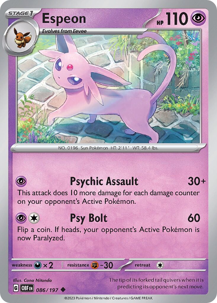 Espeon 086/230 — Obsidian Flames (English Pokémon TCG card)