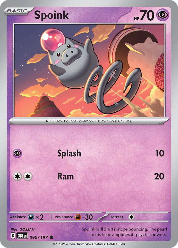 Spoink 090/230 — Obsidian Flames (English Pokémon TCG card)