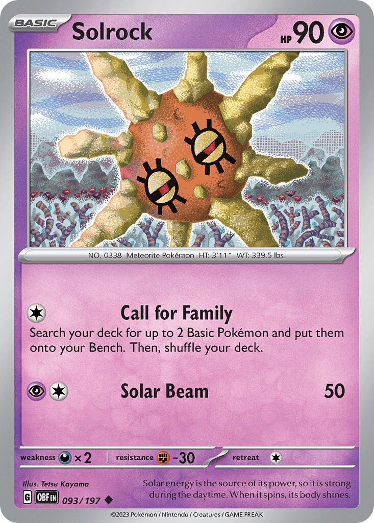 Solrock 093/230 — Obsidian Flames (English Pokémon TCG card)
