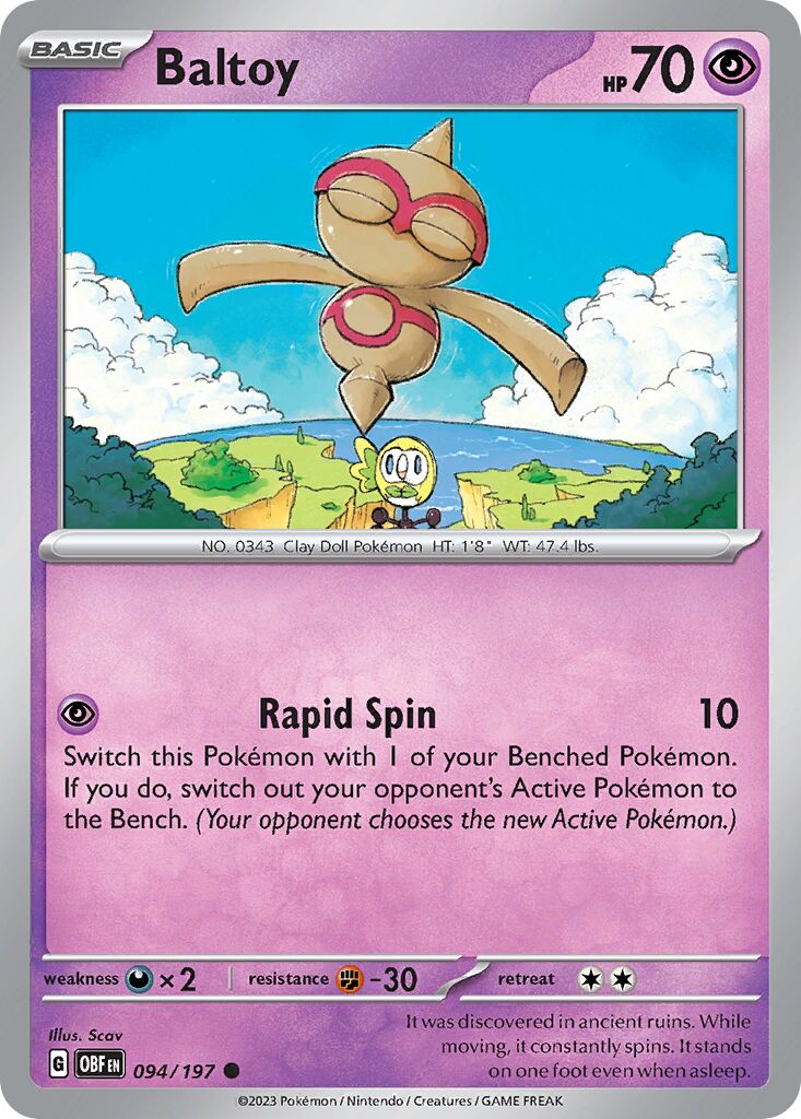 Baltoy 094/230 — Obsidian Flames (English Pokémon TCG card)