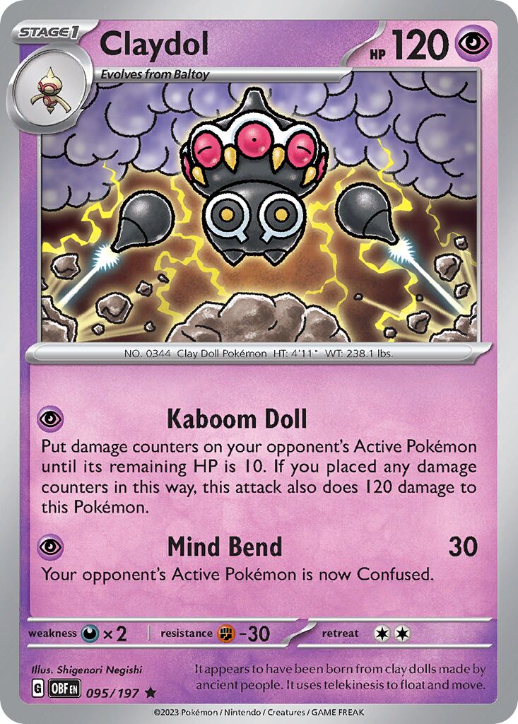 Claydol 095/230 — Obsidian Flames (English Pokémon TCG card)
