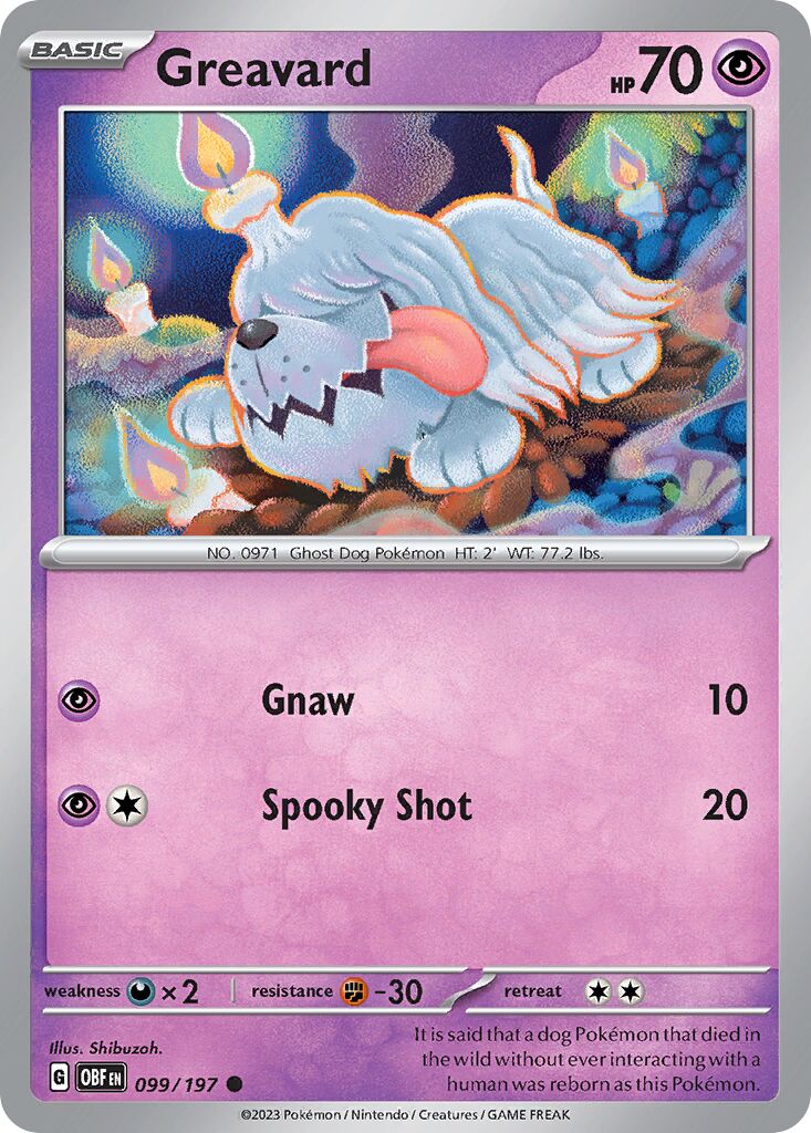 Greavard 099/230 — Obsidian Flames (English Pokémon TCG card)