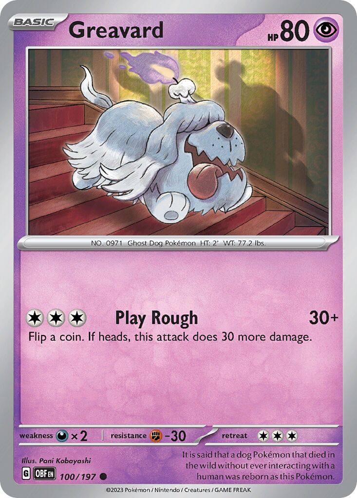 Greavard 100/230 — Obsidian Flames (English Pokémon TCG card)