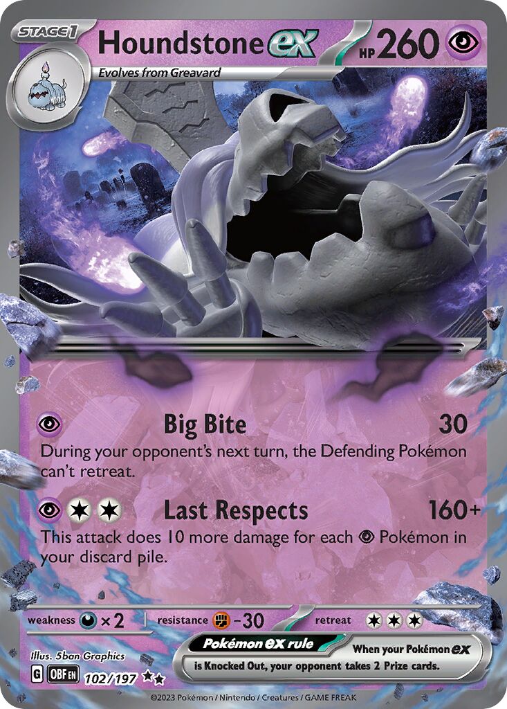 Houndstone ex 102/230 — Obsidian Flames (English Pokémon TCG card)