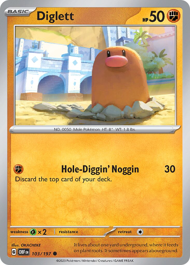 Diglett 103/230 — Obsidian Flames (English Pokémon TCG card)