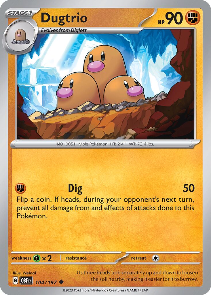 Dugtrio 104/230 — Obsidian Flames (English Pokémon TCG card)