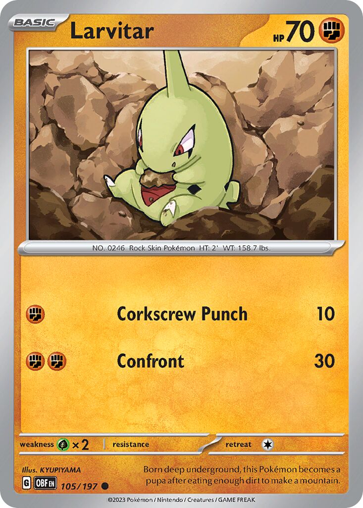 Larvitar 105/230 — Obsidian Flames (English Pokémon TCG card)