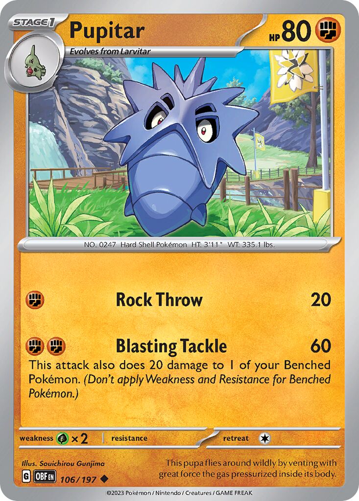Pupitar 106/230 — Obsidian Flames (English Pokémon TCG card)