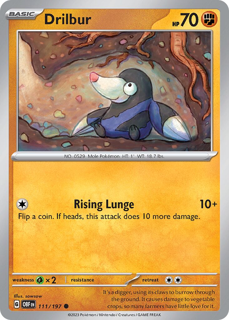 Drilbur 111/230 — Obsidian Flames (English Pokémon TCG card)