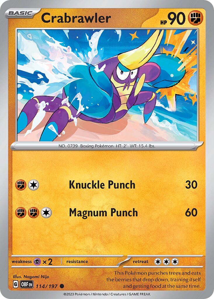 Crabrawler 114/230 — Obsidian Flames (English Pokémon TCG card)