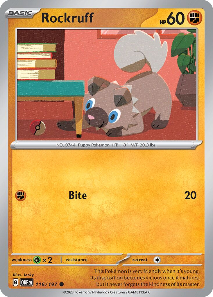 Rockruff 116/230 — Obsidian Flames (English Pokémon TCG card)