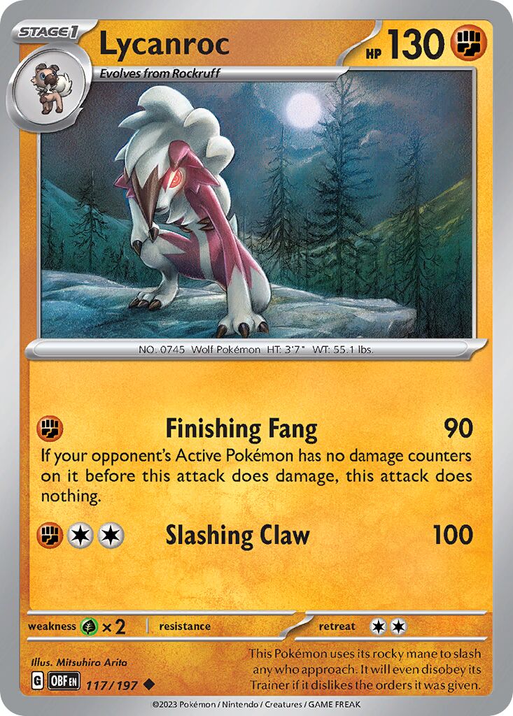 Lycanroc 117/230 — Obsidian Flames (English Pokémon TCG card)