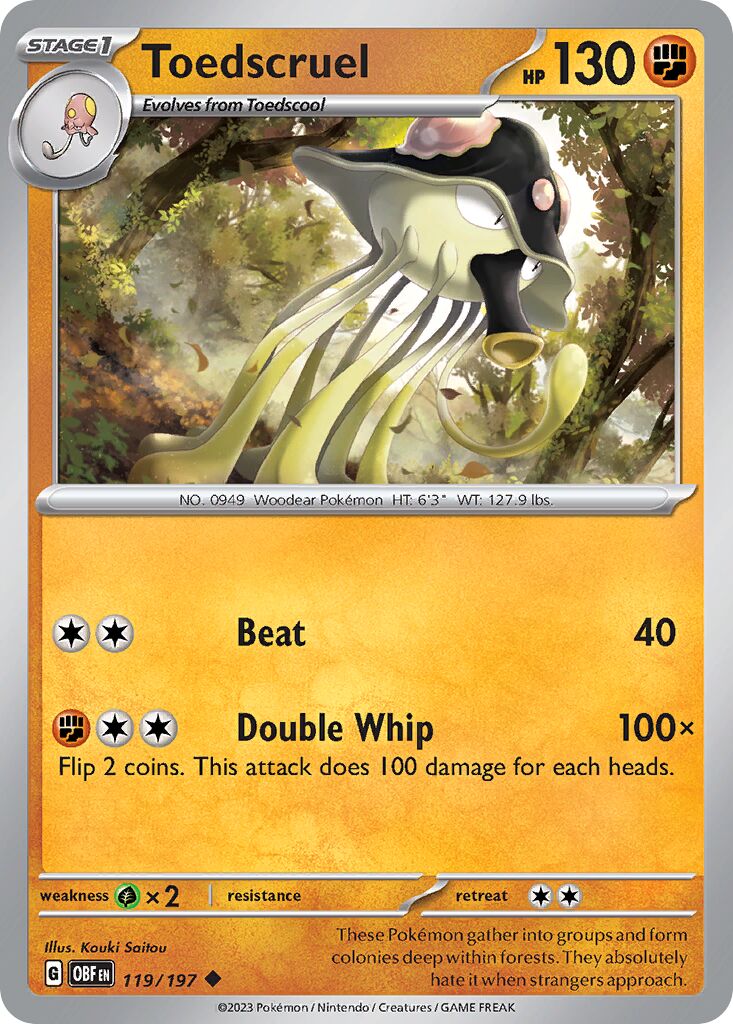 Toedscruel 119/230 — Obsidian Flames (English Pokémon TCG card)