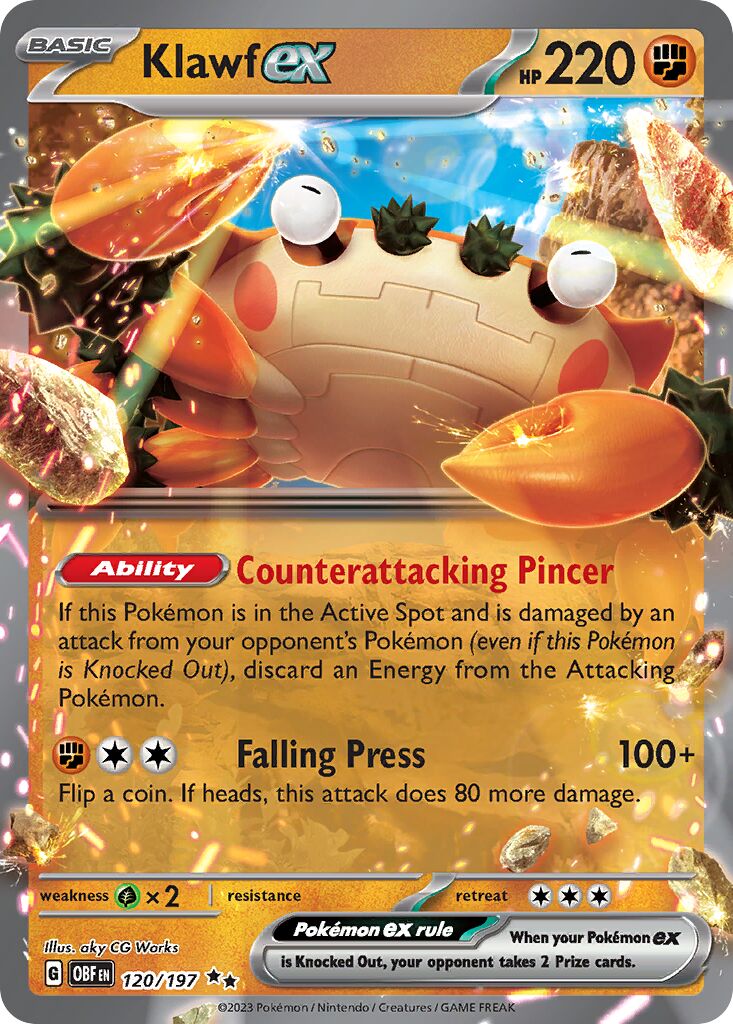 Klawf ex 120/230 — Obsidian Flames (English Pokémon TCG card)