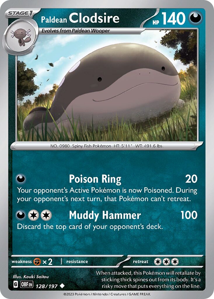 Paldean Clodsire 128/230 — Obsidian Flames (English Pokémon TCG card)