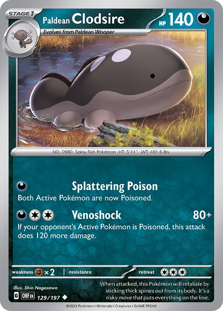 Paldean Clodsire 129/230 — Obsidian Flames (English Pokémon TCG card)