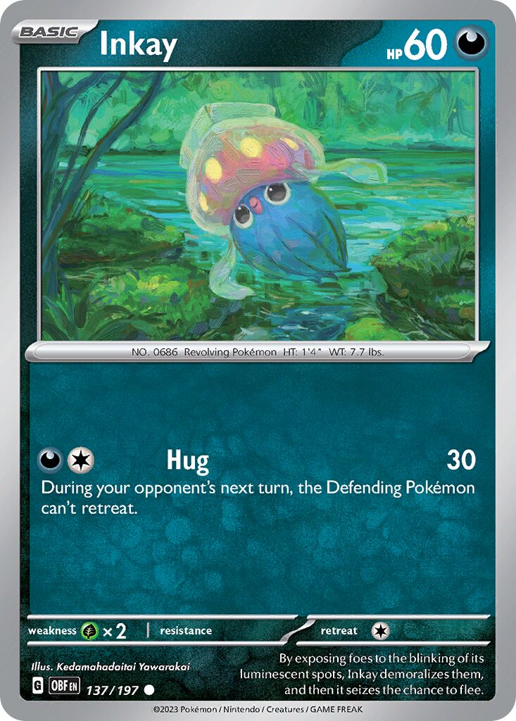 Inkay 137/230 — Obsidian Flames (English Pokémon TCG card)
