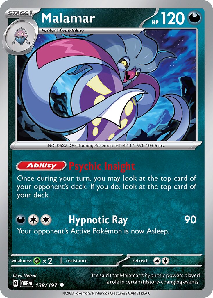 Malamar 138/230 — Obsidian Flames (English Pokémon TCG card)