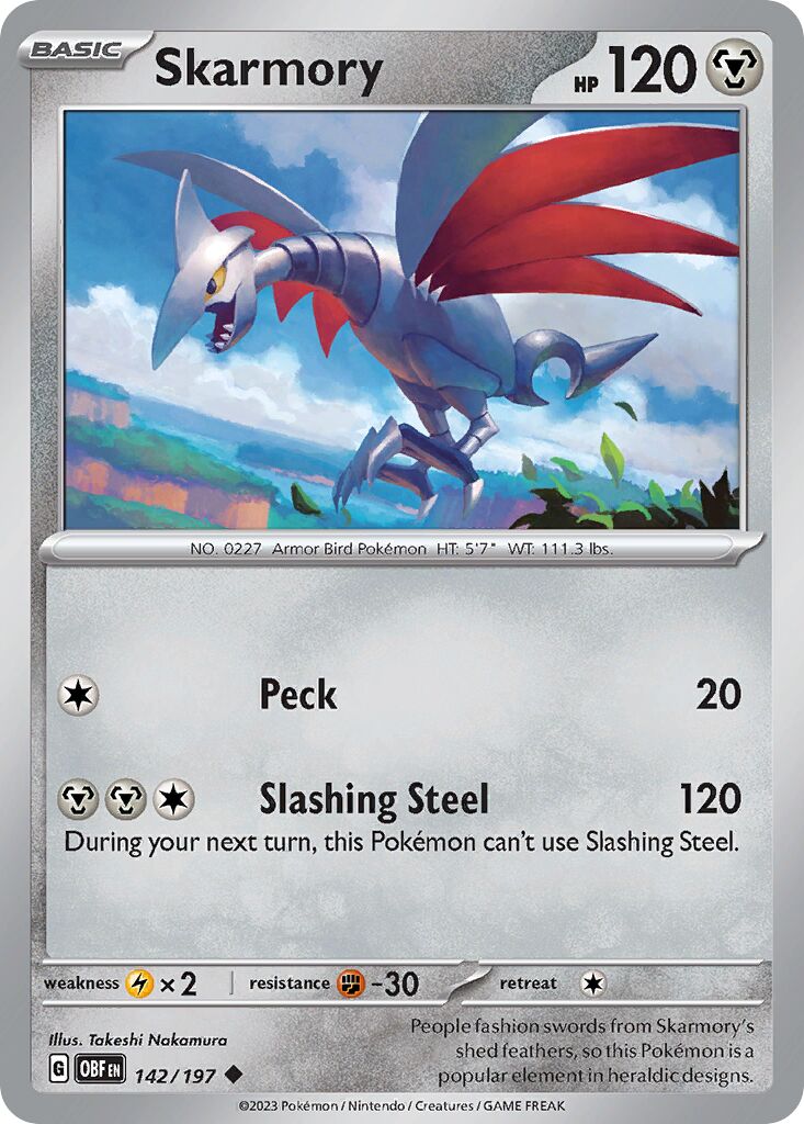 Skarmory 142/230 — Obsidian Flames (English Pokémon TCG card)