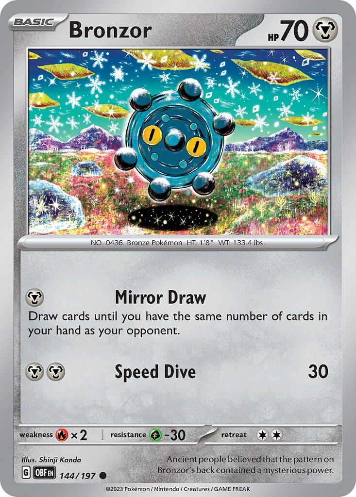 Bronzor 144/230 — Obsidian Flames (English Pokémon TCG card)