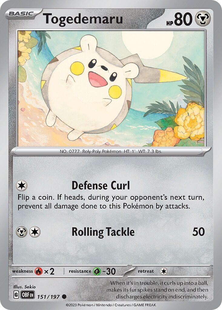 Togedemaru 151/230 — Obsidian Flames (English Pokémon TCG card)