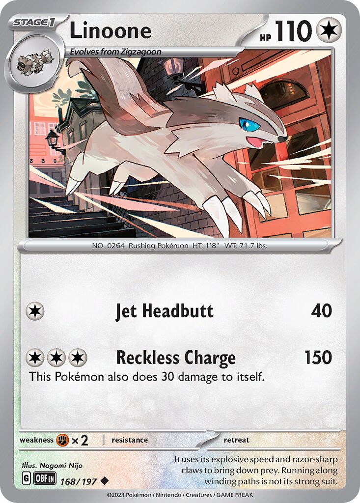 Linoone 168/230 — Obsidian Flames (English Pokémon TCG card)