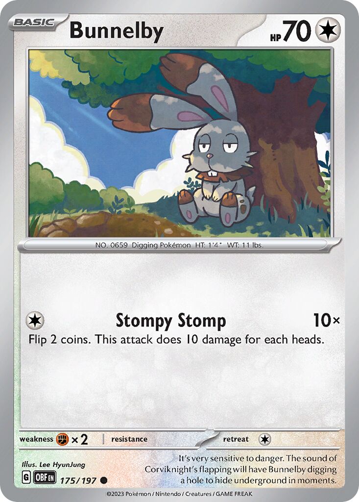 Bunnelby 175/230 — Obsidian Flames (English Pokémon TCG card)
