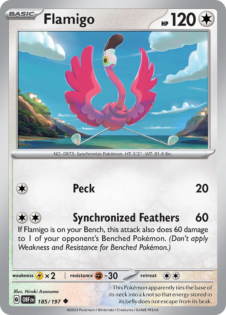 Flamigo 185/230 — Obsidian Flames (English Pokémon TCG card)