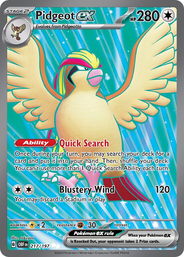 Pidgeot ex 217/230 — Obsidian Flames (English Pokémon TCG card)