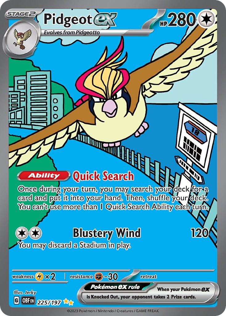Pidgeot ex 225/230 — Obsidian Flames (English Pokémon TCG card)