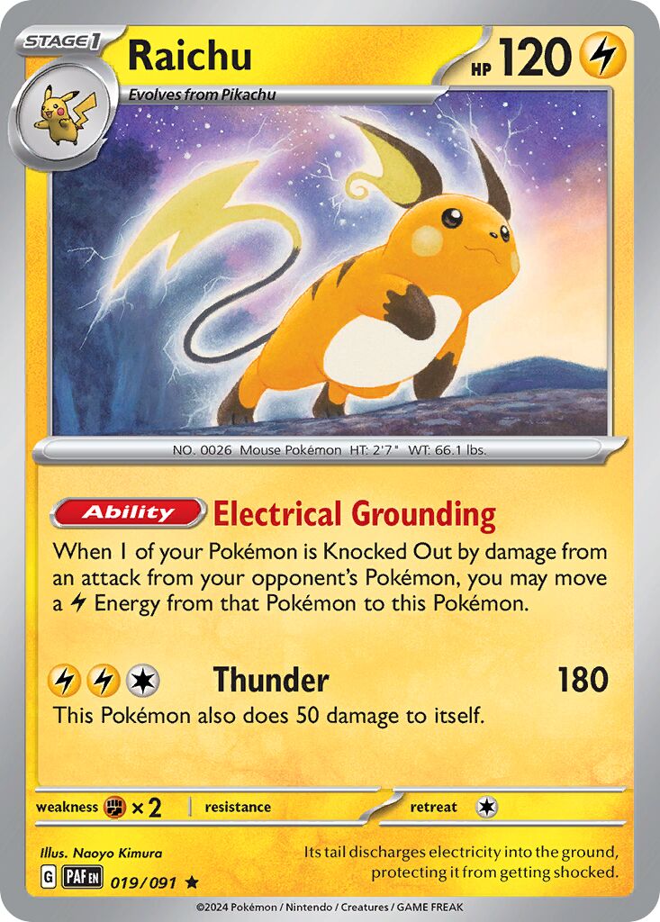 Raichu 019/245 — Paldean Fates (English Pokémon TCG card)
