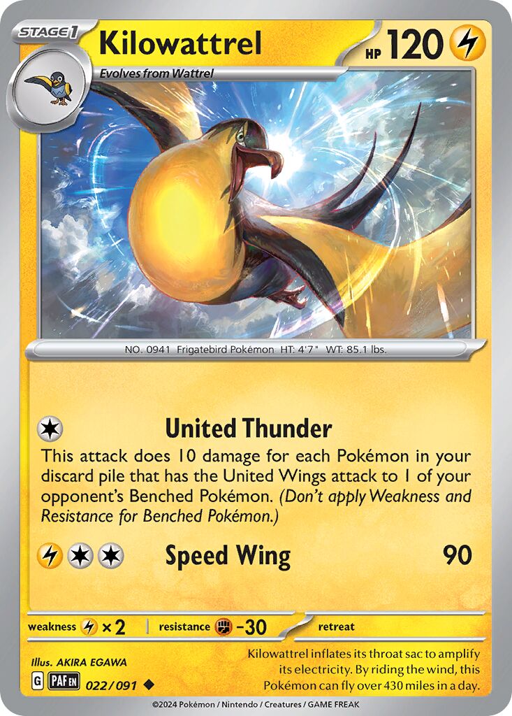 Kilowattrel 022/245 — Paldean Fates (English Pokémon TCG card)