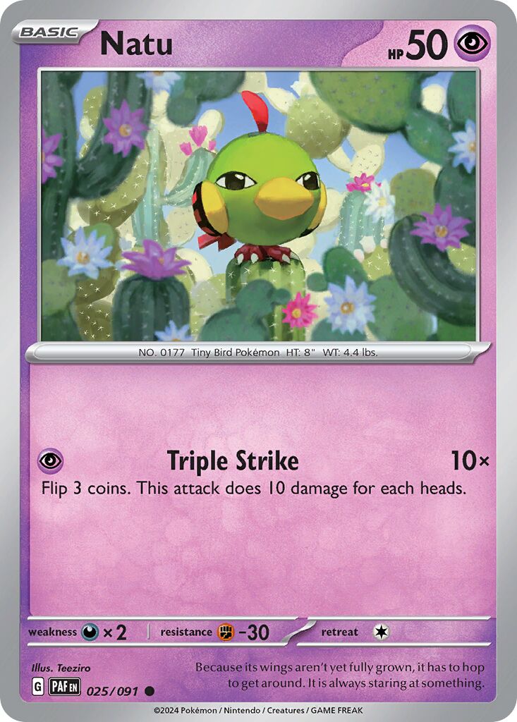 Natu 025/245 — Paldean Fates (English Pokémon TCG card)