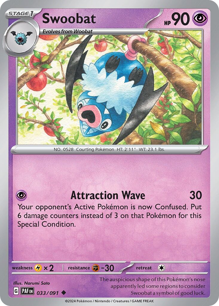 Swoobat 033/245 — Paldean Fates (English Pokémon TCG card)