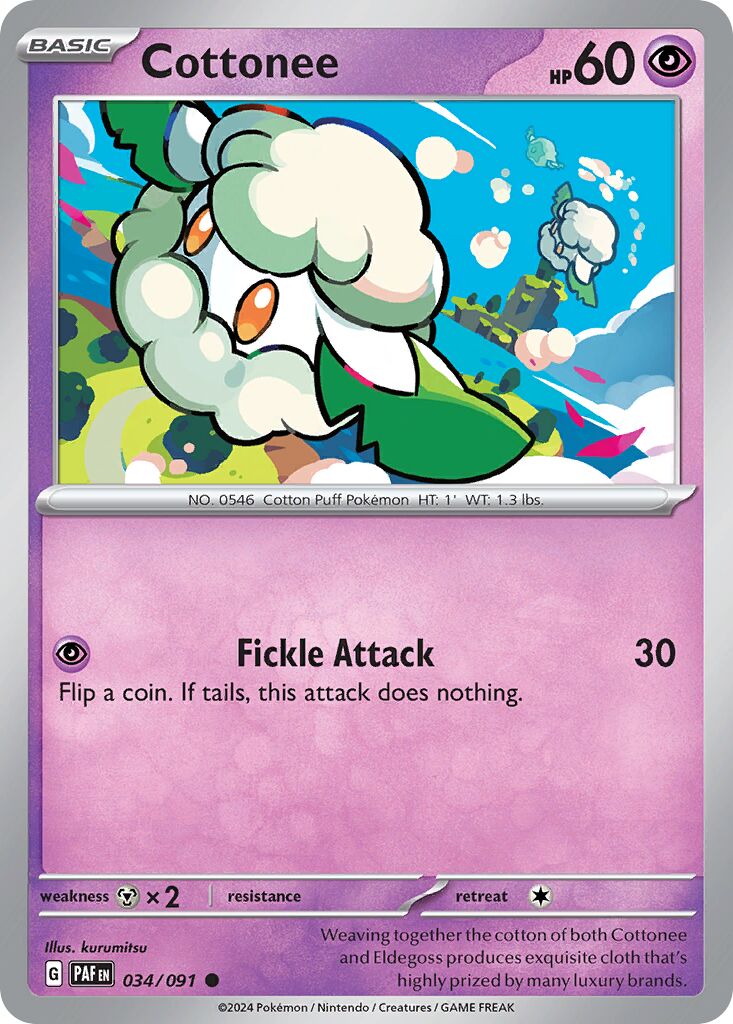 Cottonee 034/245 — Paldean Fates (English Pokémon TCG card)