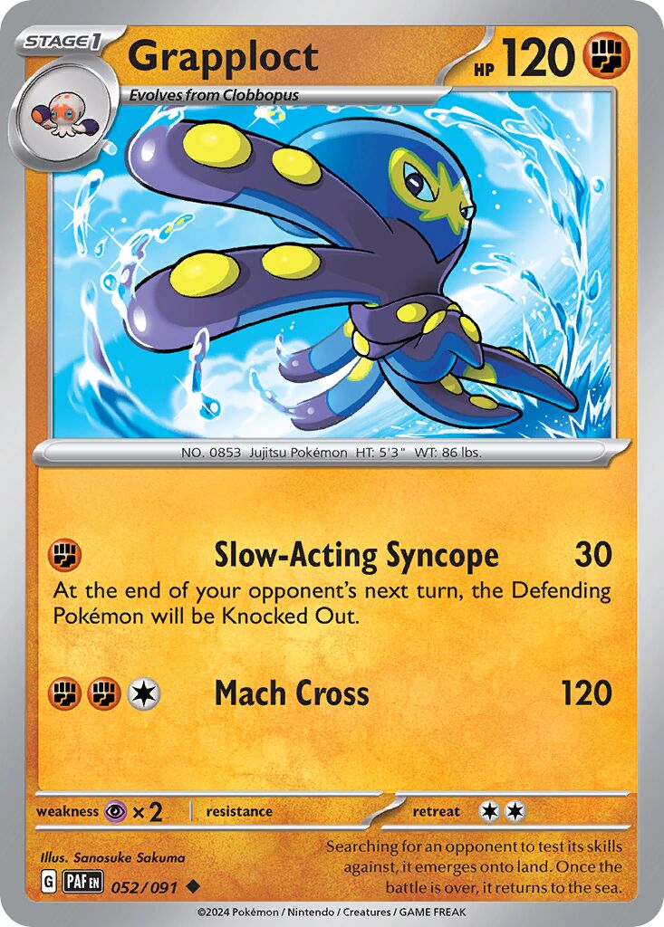 Grapploct 052/245 — Paldean Fates (English Pokémon TCG card)