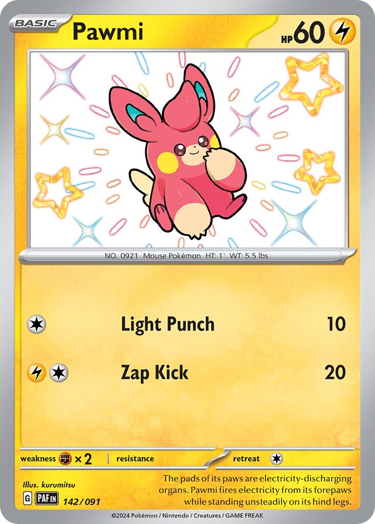 Pawmi 142/245 — Paldean Fates (English Pokémon TCG card)
