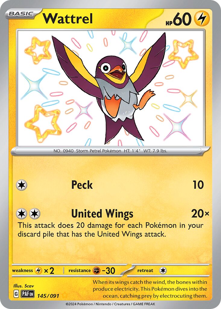 Wattrel 145/245 — Paldean Fates (English Pokémon TCG card)