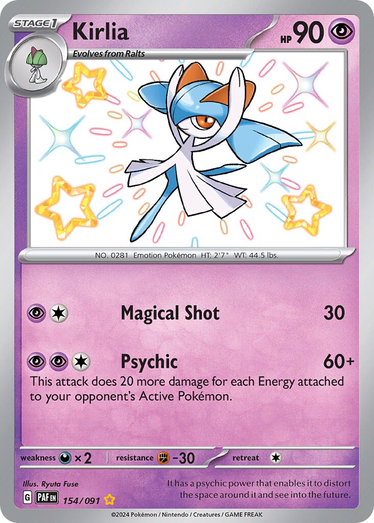 Kirlia 154/245 — Paldean Fates (English Pokémon TCG card)