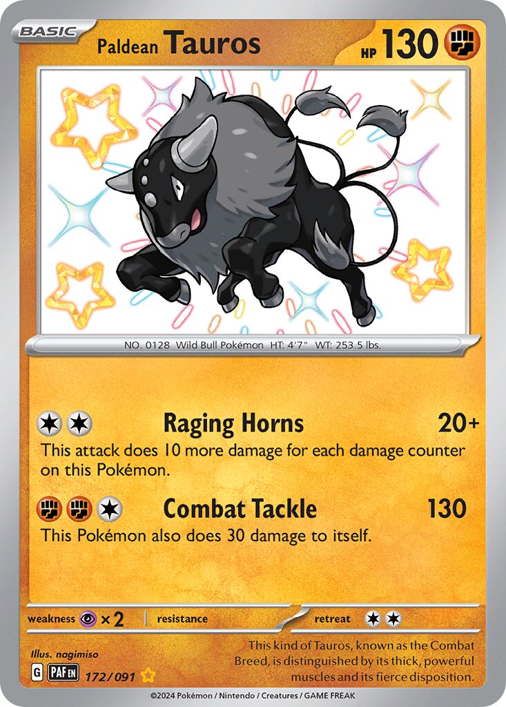 Paldean Tauros 172/245 — Paldean Fates (English Pokémon TCG card)