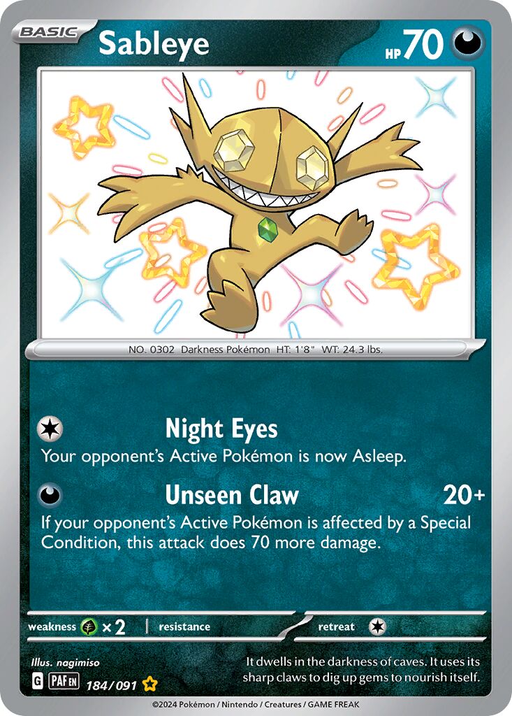 Sableye 184/245 — Paldean Fates (English Pokémon TCG card)
