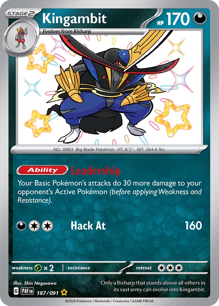 Kingambit 187/245 — Paldean Fates (English Pokémon TCG card)